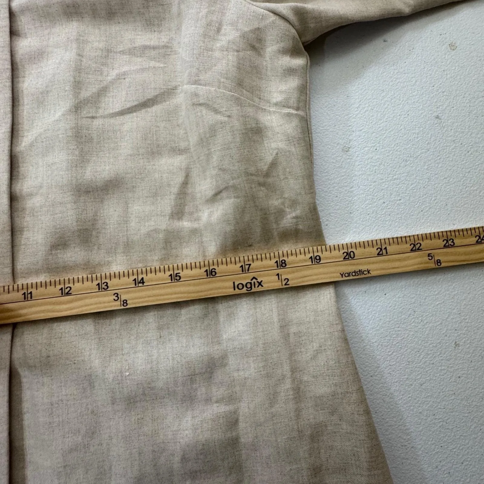 Laura Scott Linen Blend Button Down Shirt Midi Skirt Set Beige Embroidered Sz 12 - Image 6