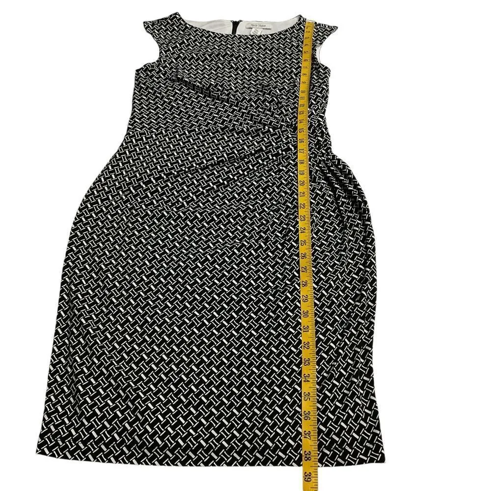 White House Black Market Women's Geometric Shirred Waist Sheath Dress Formal SzL - Image 10