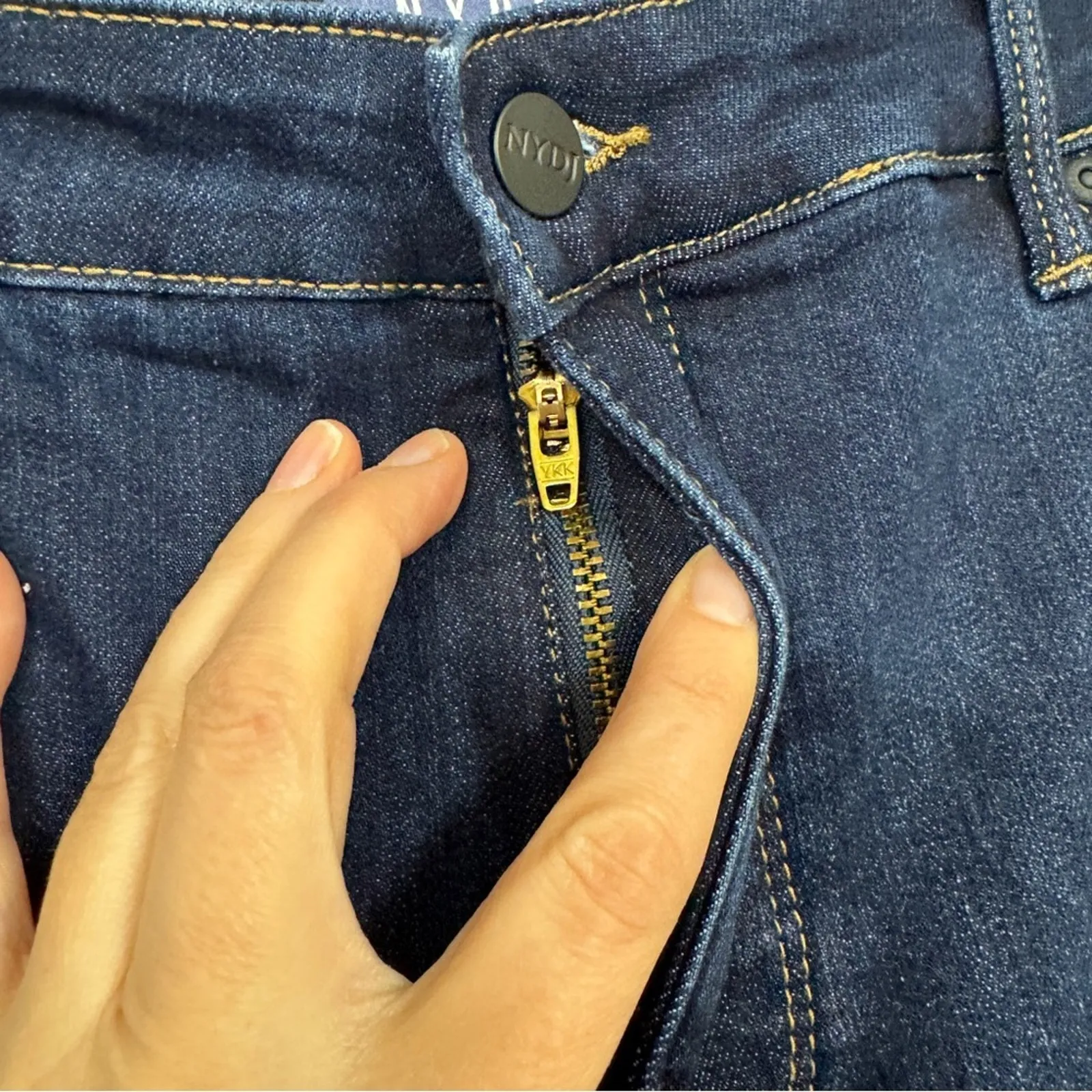 NYDJ Blue Dark Wash Curvy Skinny Jeans Womens 14 Casual Stretch High Rise Denim - Image 5