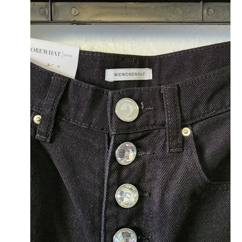 WeWoreWhat The Danielle Crystal Straight Jeans Black 26 NEW FLAWED - Image 12