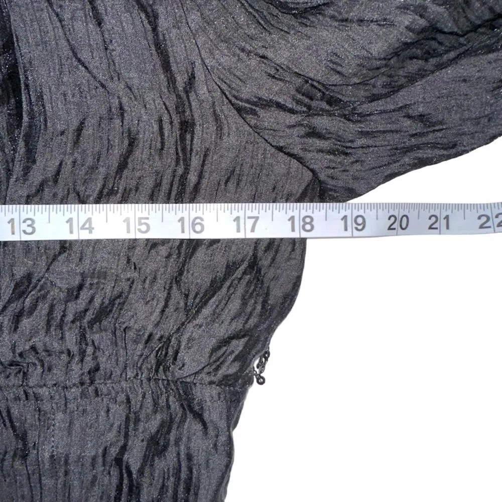 Anthropologie Current Air Sequin Fringe Cut Out Back Long Sleeve Black Top M - Image 7