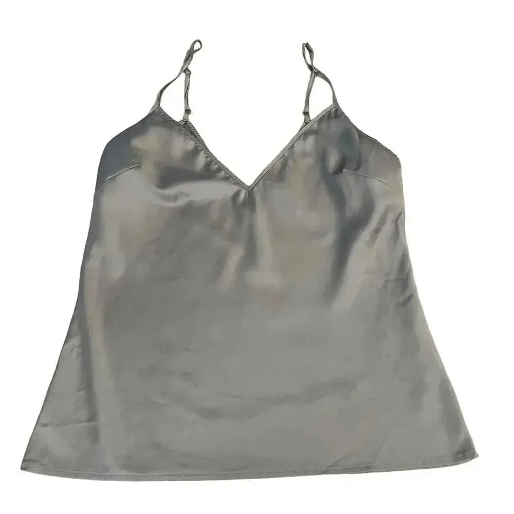 Zara Women’s Silver Gray  Spaghetti Straps V-Neck Minimalist Top SZ S #1158 - Image 4