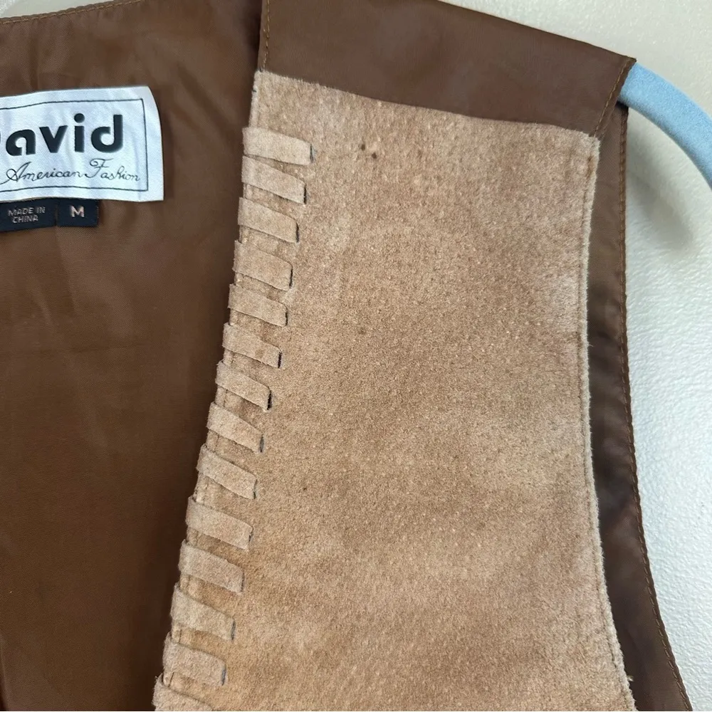 David Tan Brown Suede Leather Vest with Snap Closure M Size M - Image 6