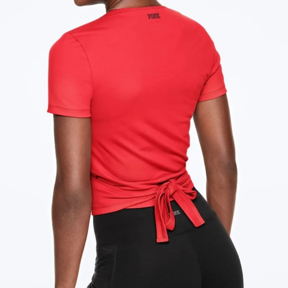 Pink Victoria's Secret coral wrap tie waist top size small - Image 2