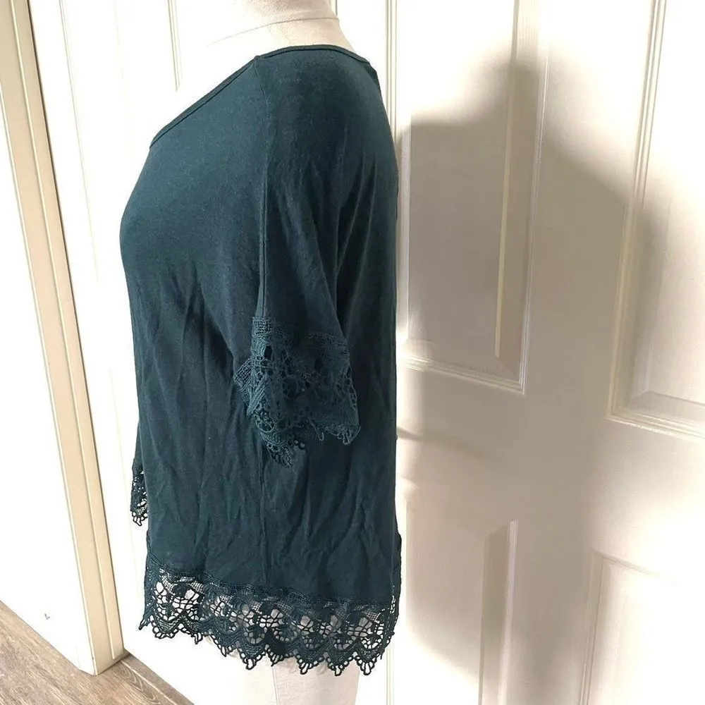 Chloe K green lace short  sleeved top - Image 3