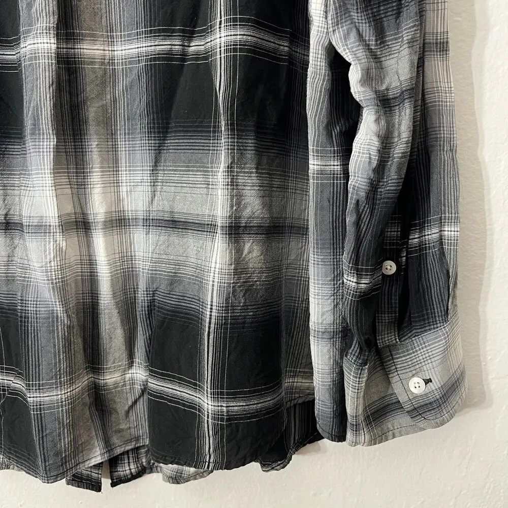 AVA & VIV 1X Black Gray Plaid Shirt Button Up Long Sleeve Women's - Image 6