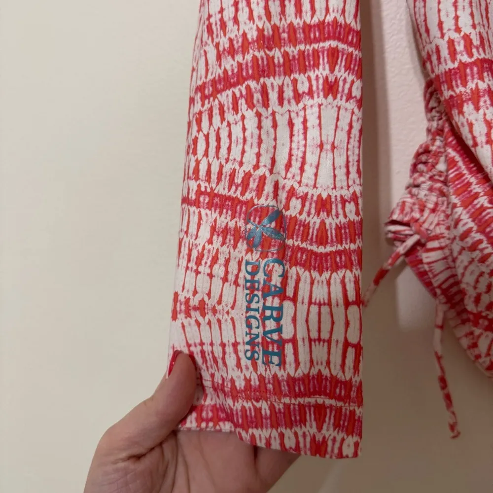 Carve Designs  Coral and White Zip-Up Rashguard - Image 5