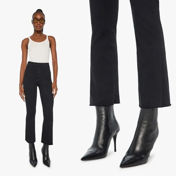 MOTHER • The Hustler Ankle Fray jeans washed black Not Guilty bootcut flare crop - Image 2