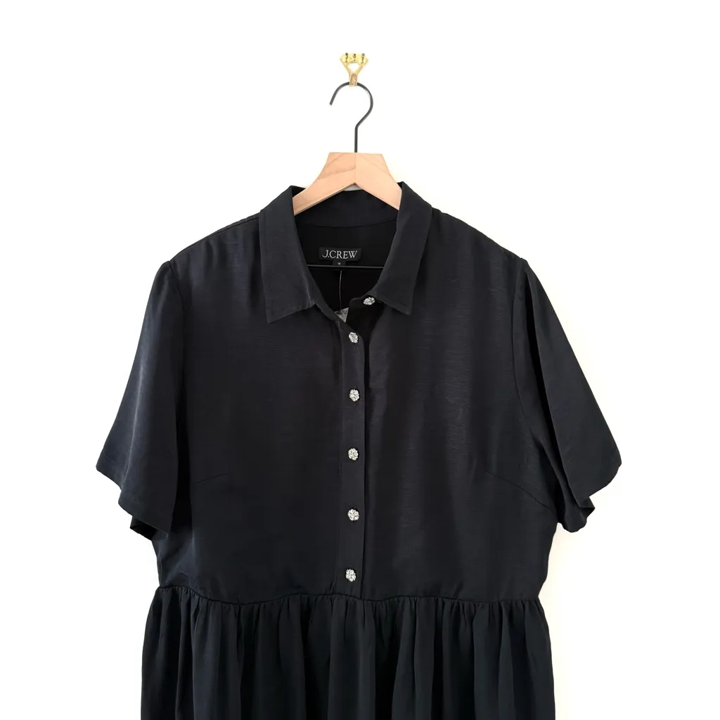 J. Crew Shirt Dress with Jewel Buttons Black Sz 18 NWT - Image 3