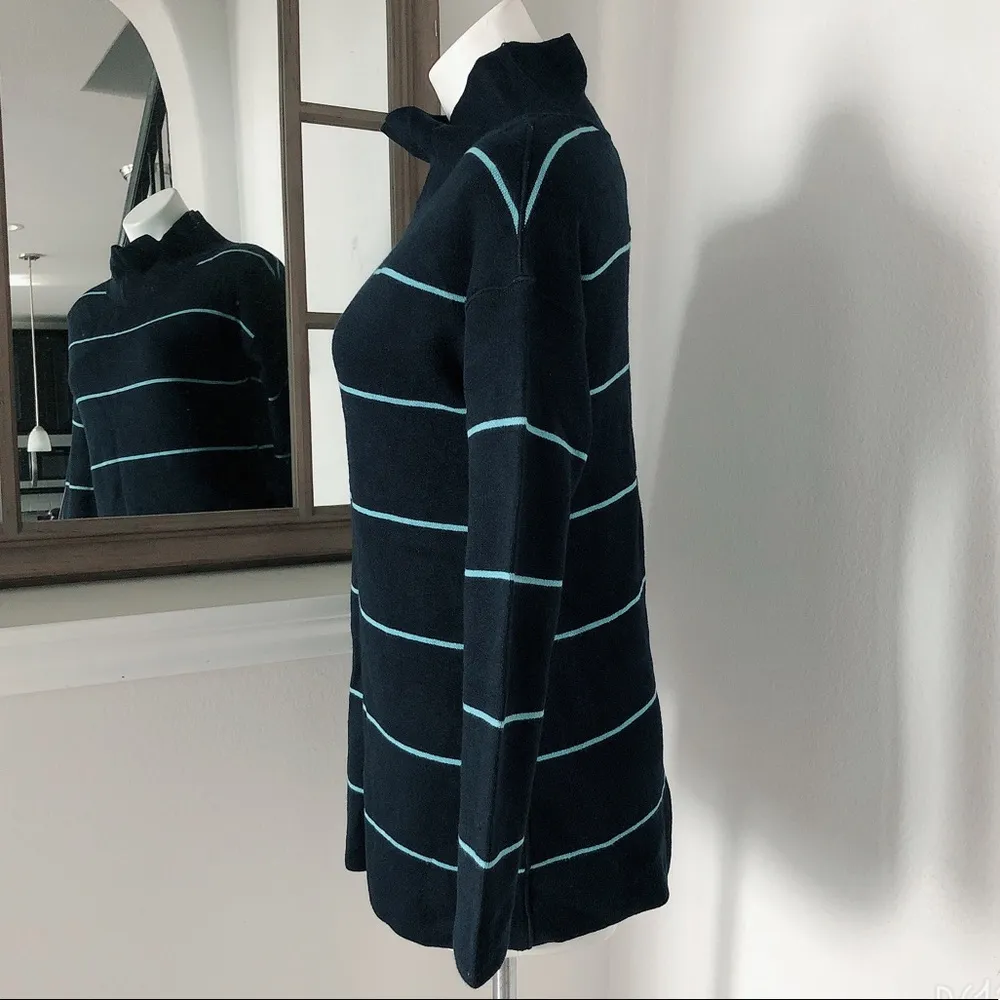 J.Jill Reversible Sweater Turtleneck Navy Blue Stripe Cotton Size S NWT $99 - Image 5