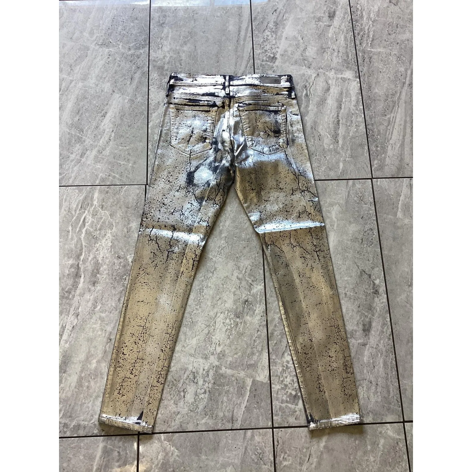 AG Adriano Goldschmied NWOTJeans Womens Metallic Foil Coated Farrah Skinny Ankle - Image 4