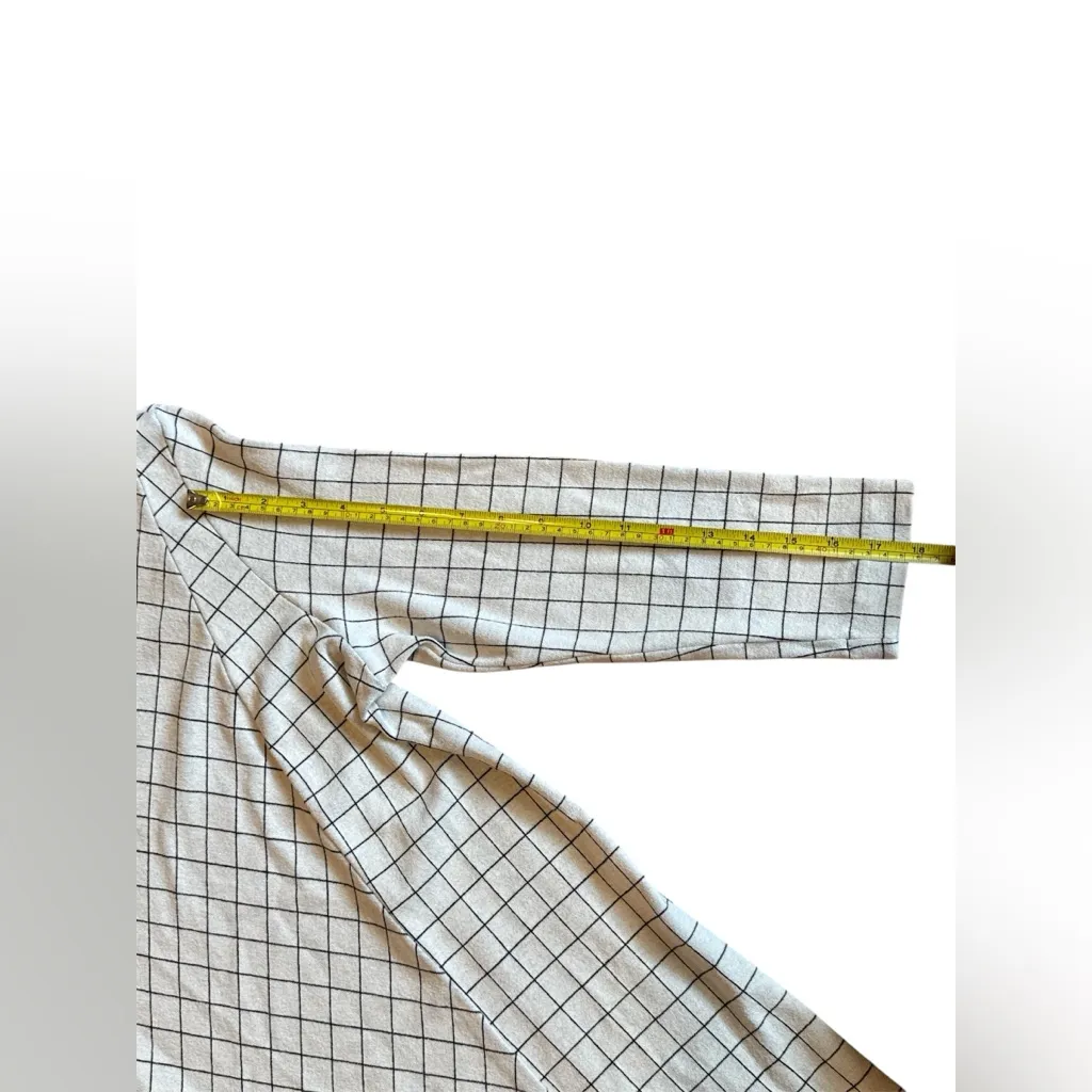 J.Jill‎ Ponte Knit Tunic Top Cream & Black Windowpane Pullover Boatneck Medium White - Image 8