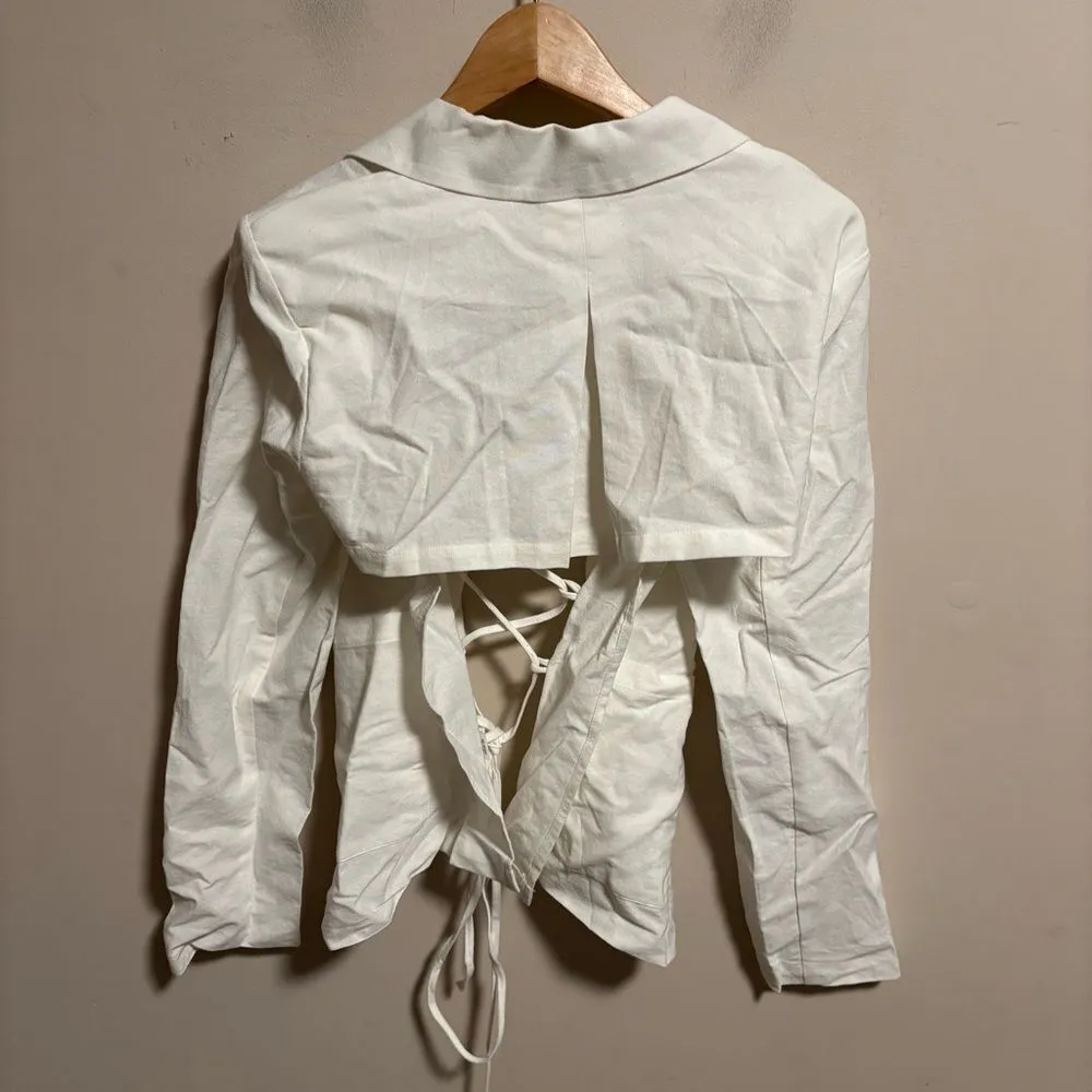 HYFVE NEW  Lace Up Corset Back White Blazer White- Size Small - Image 5