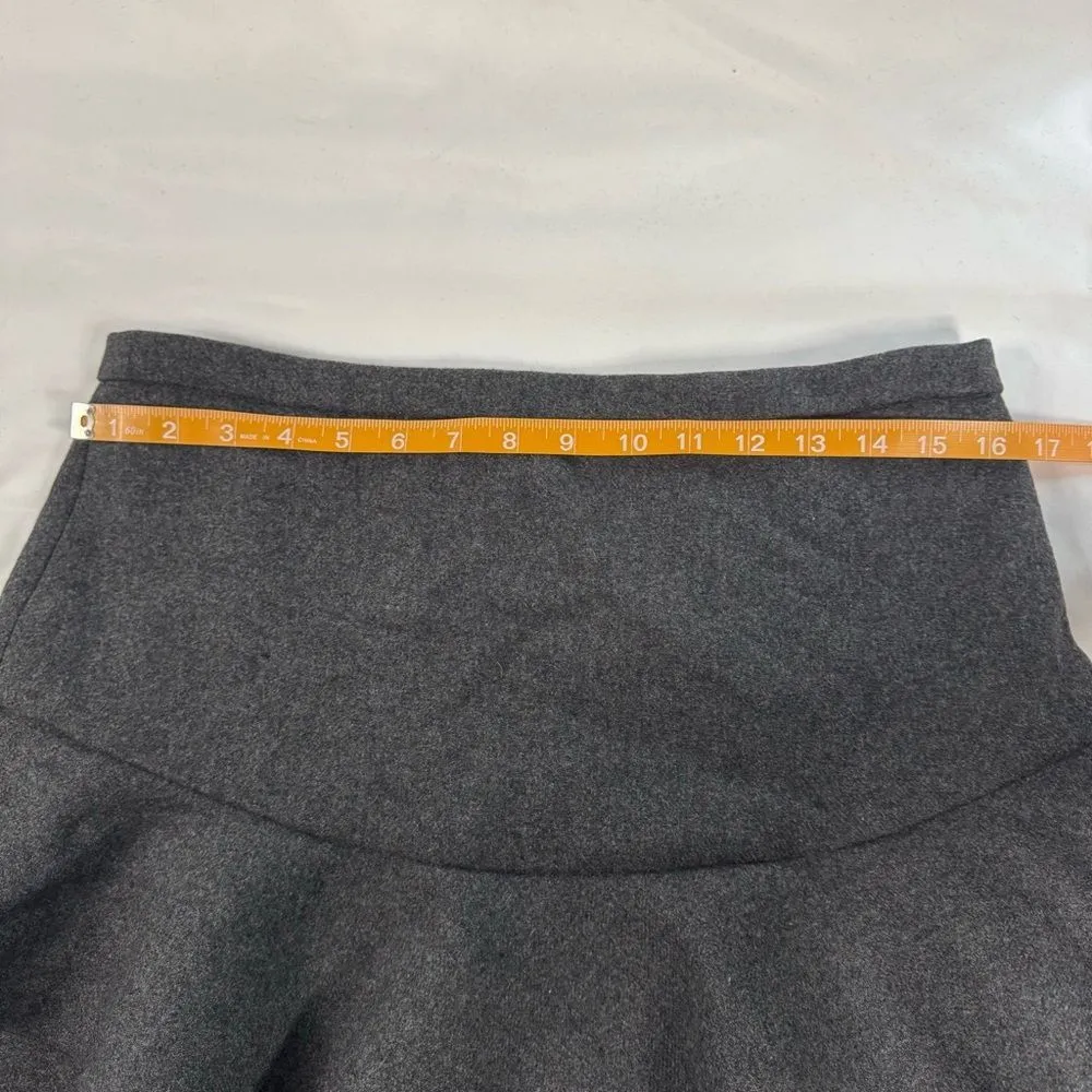 J Crew Flounce Mini Skirt Wool Size 6 Grey Tiered Ruffle Y2K Preppy Neutral - Image 5