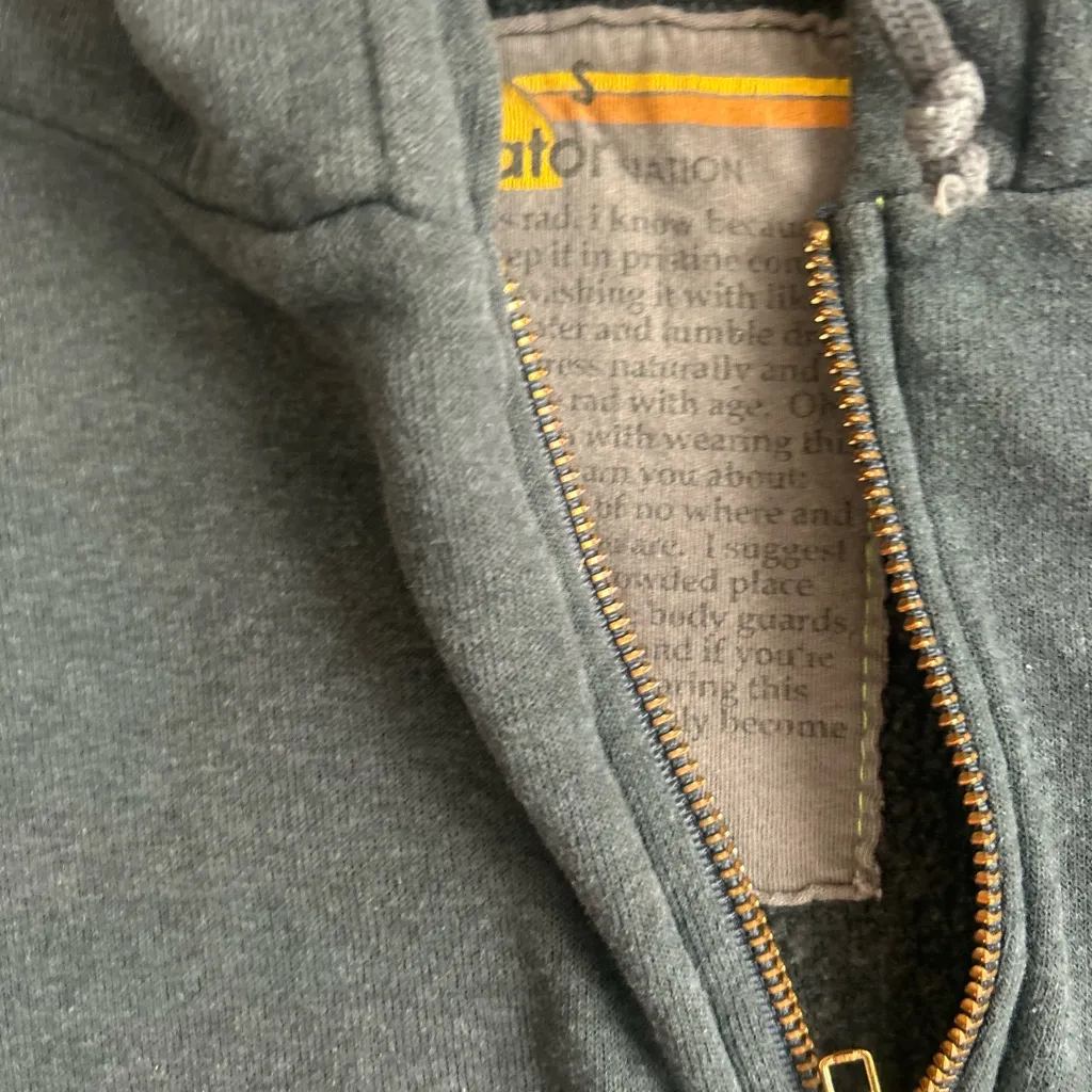 Aviator Nation 4 Bolt Relaxed Hoodie Zip Up in Charcoal Grey and Mint - Image 6