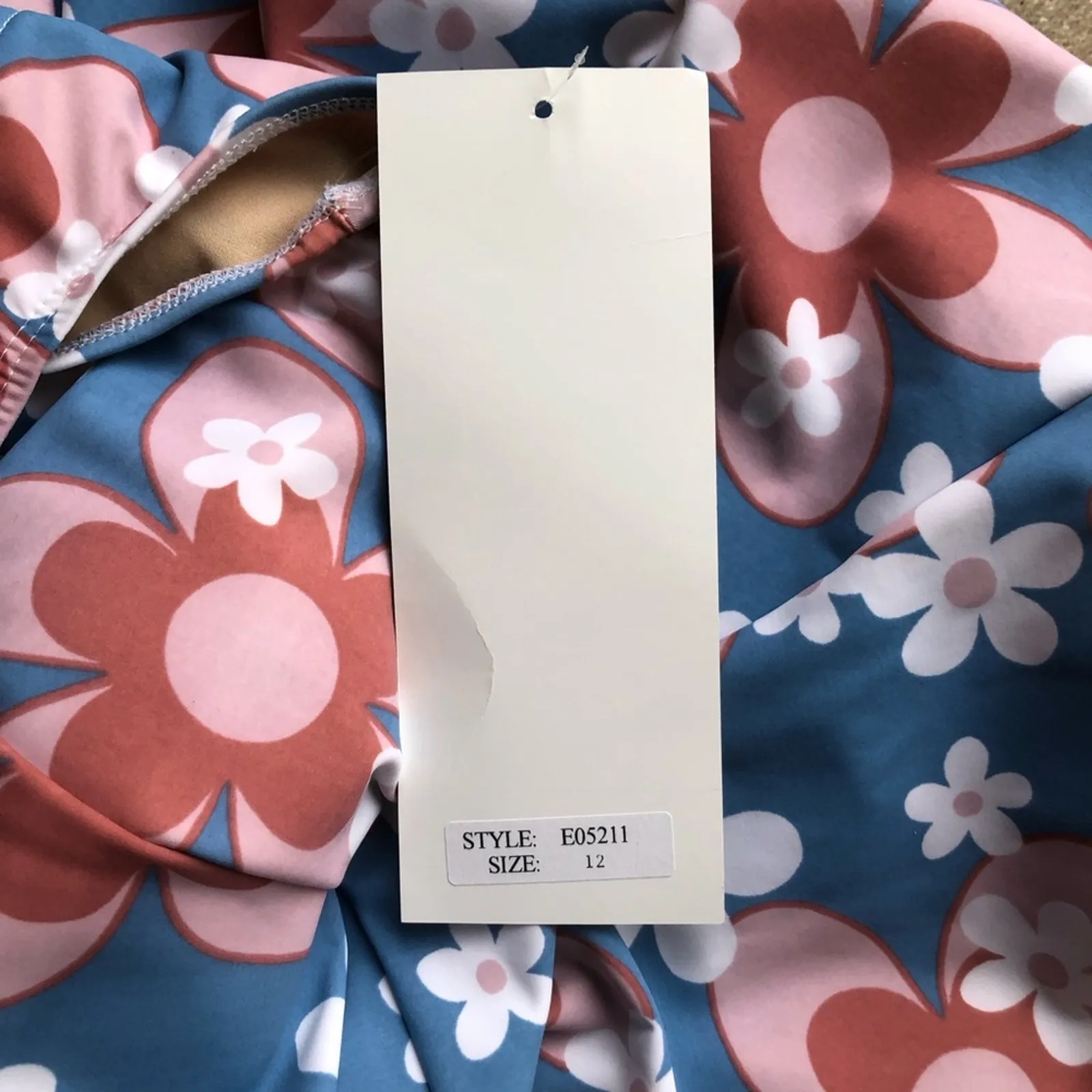 Esther Williams NWT Retro Chic Let Fun Bloom One Piece Swim Dress Shorts Size 12 Blue - Image 9