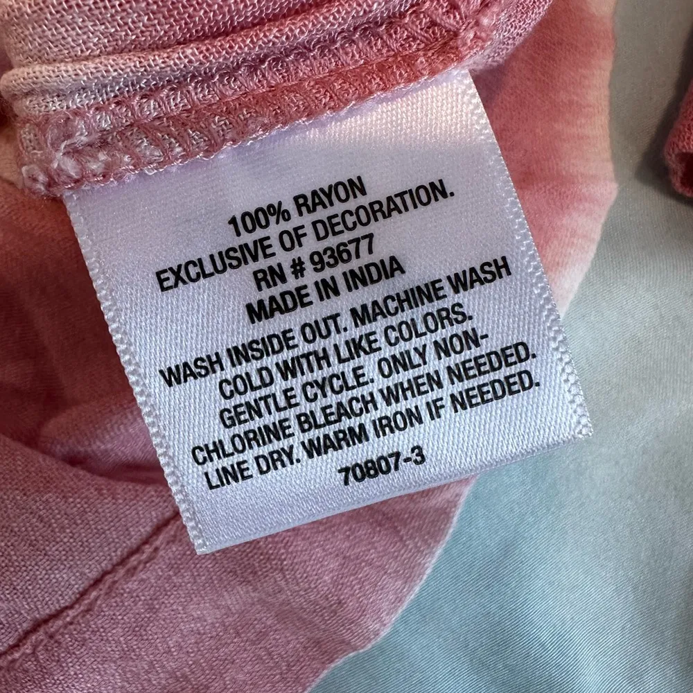 A.N.A. Women’s Lg  Pink & White Tie Dye Long Sleeve Flowy Relaxed Peasant Blouse - Image 7