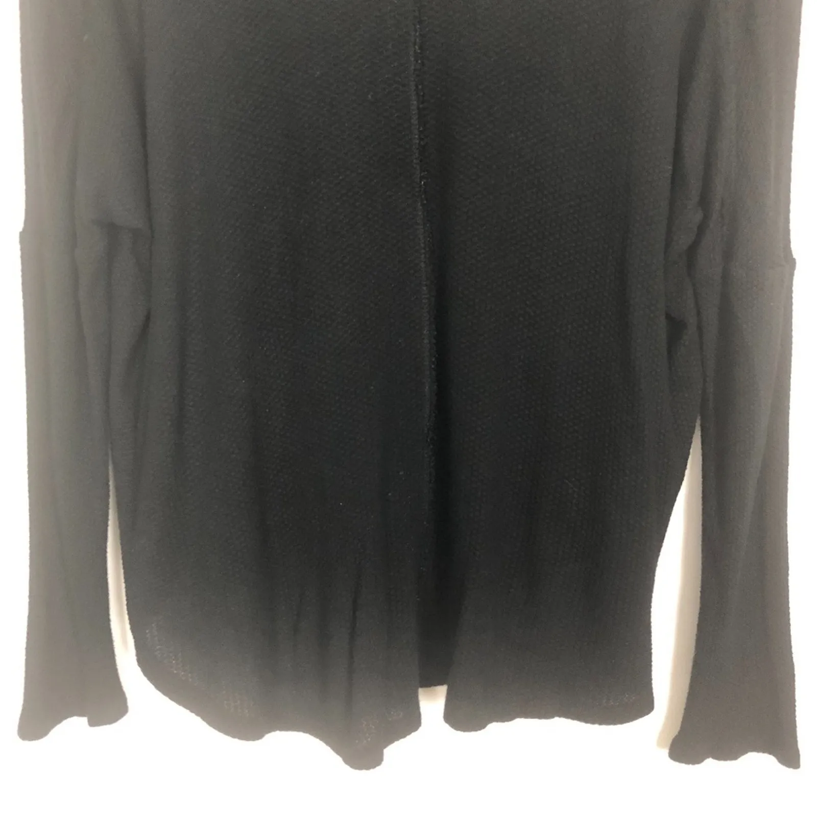 One Clothing Waffle knit Long Sleeve Black V-Neck High-Low Thermal Top - Image 5