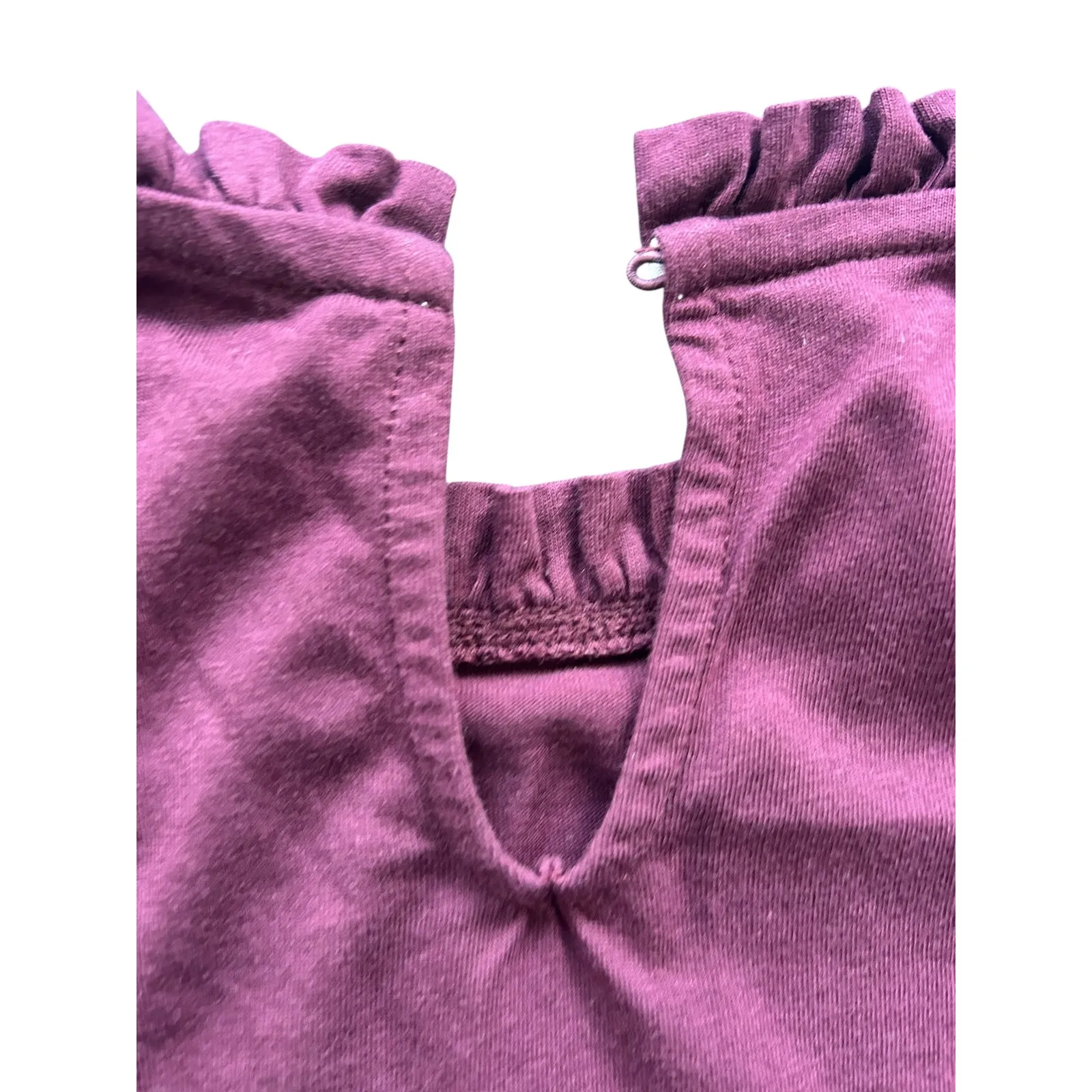 Boden Burgundy Purple Ruffle Mock Neck Puff Sleeve Top US 8 UK 12 Blouse - Image 6