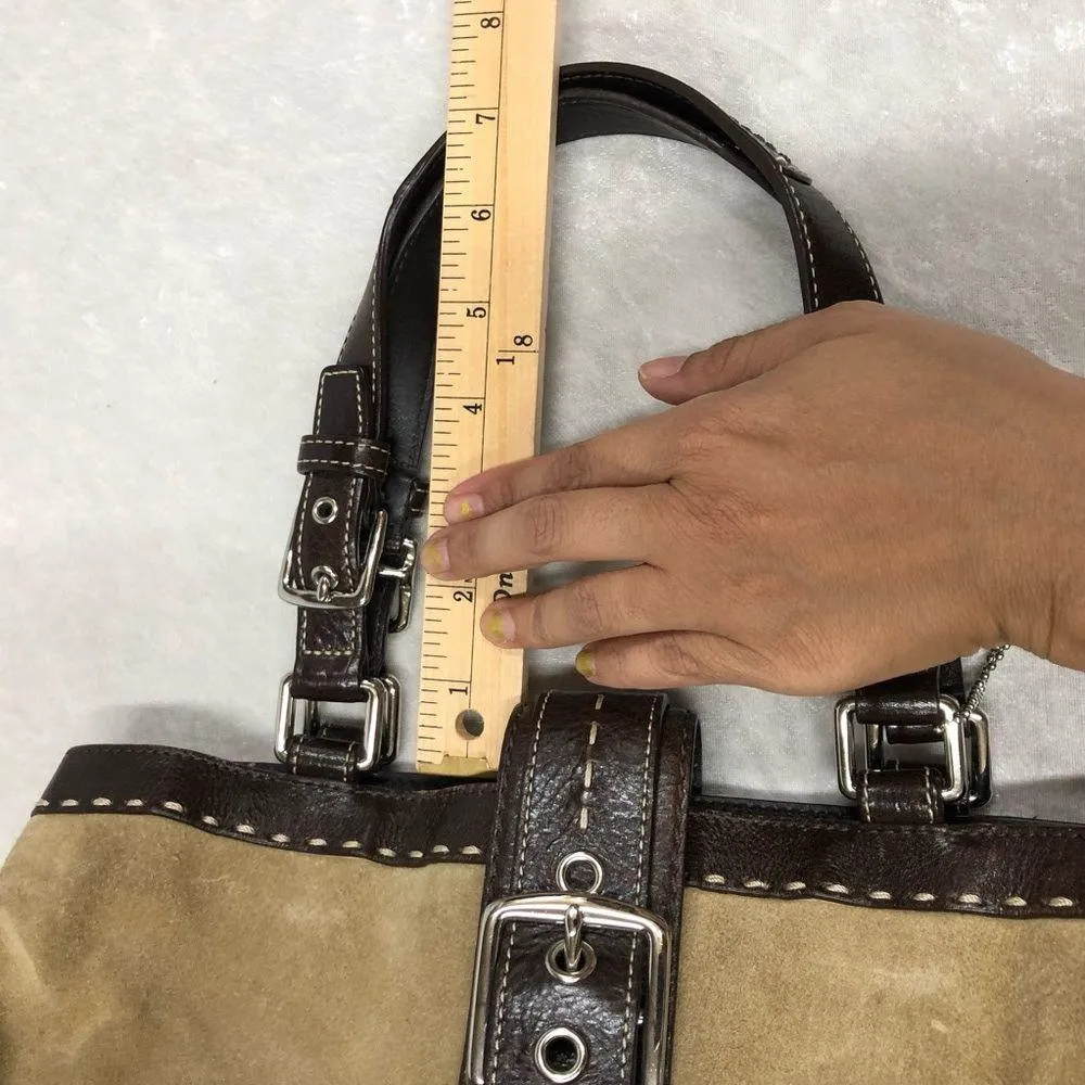 Vintage Coach purse satchel Suede w/Leather trim handbag - Image 9