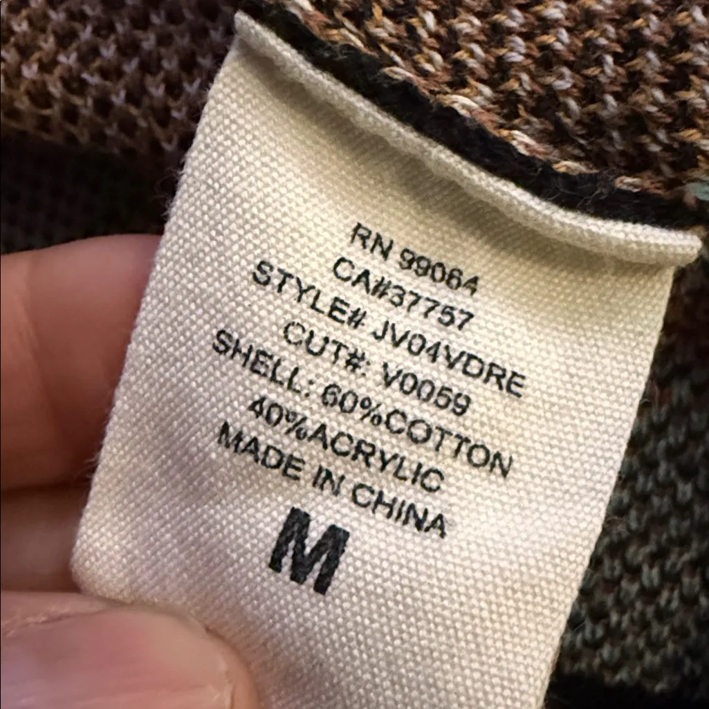 Billabong Tribal Patterned cardigan sweater wrap with Fringe size medium Black - Image 8