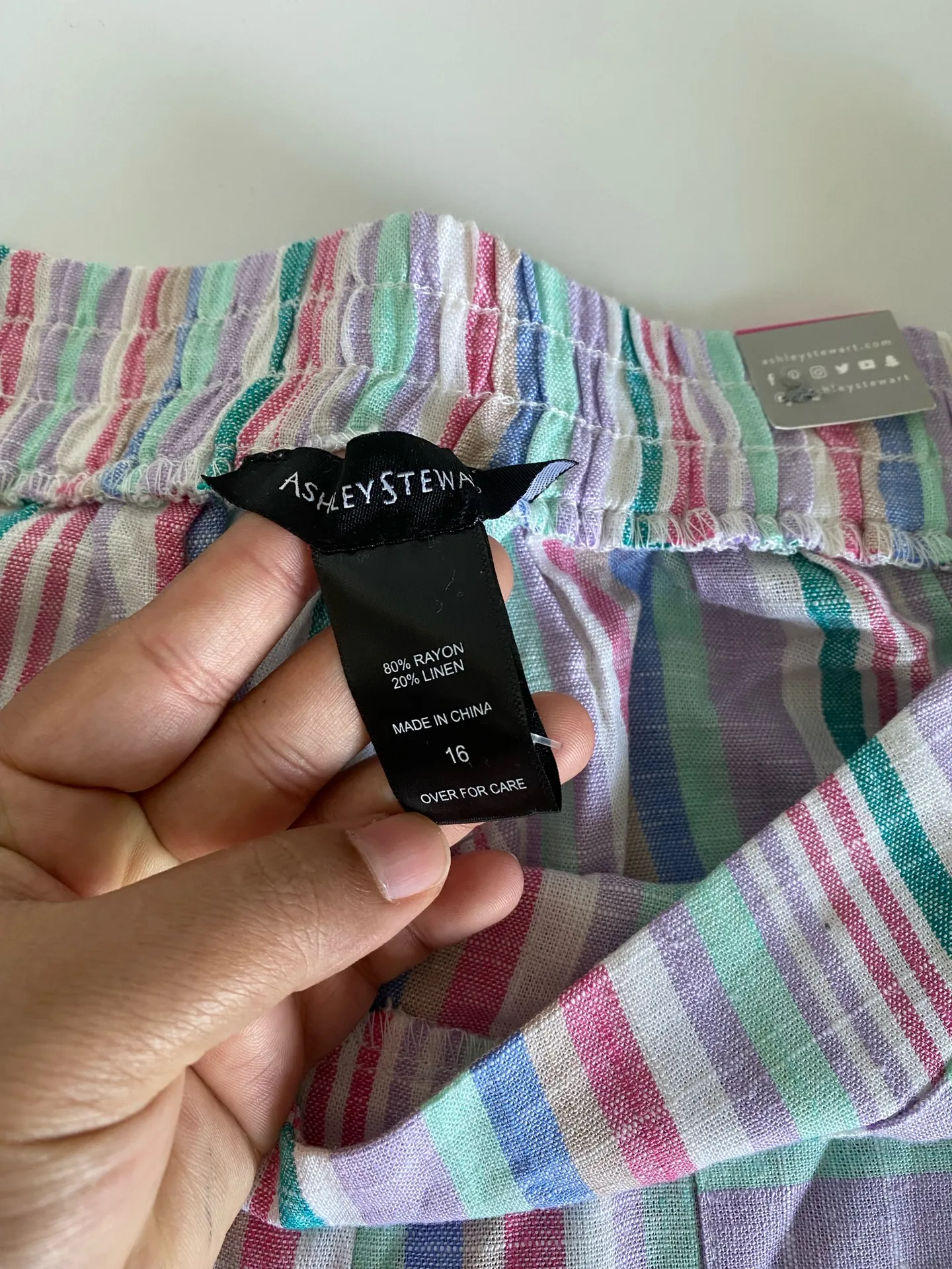 Ashley Stewart Wide Leg High Flowy Stripped Linen Wide Leg Pants NWT 16 - Image 11