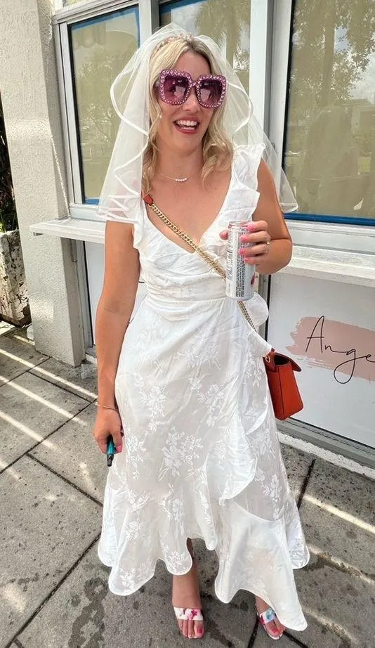 Fun flirty white silky dress - Image 4