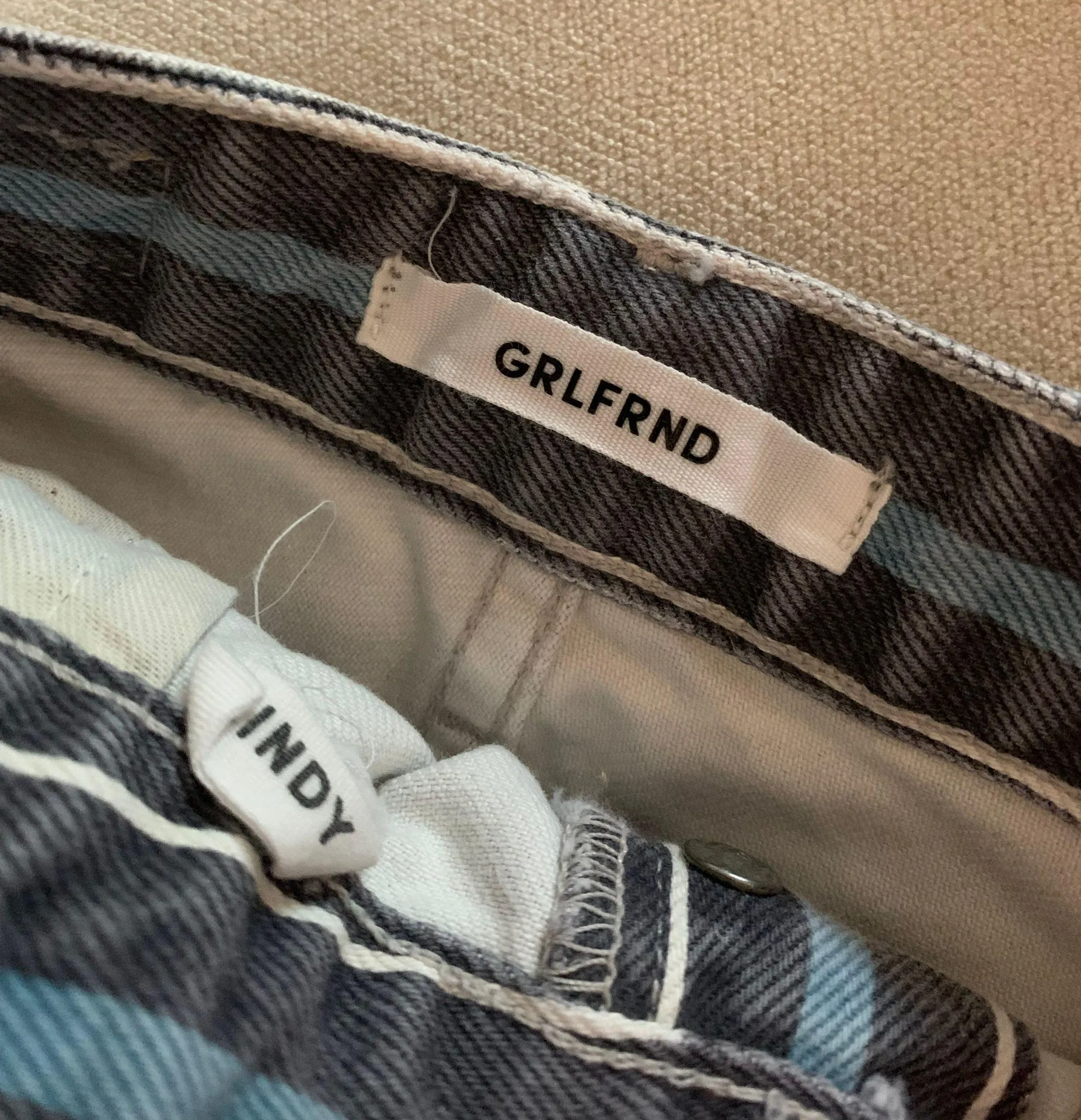 GRLFRND 25 Cindy High Rise Shorts Cut Off Frayed Taffy Striped - Image 6