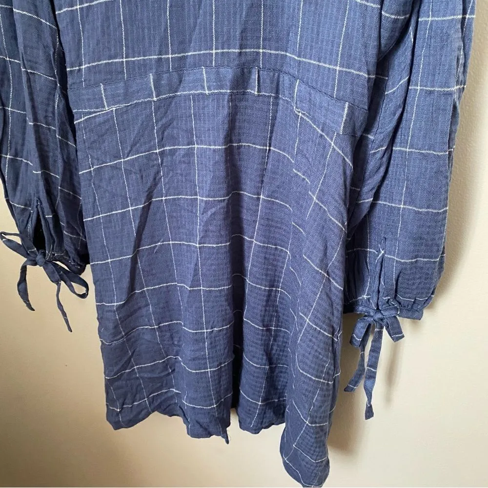 Melrose & Market Dress Long Sleeve Plaid Blue Mini Casual - Image 6