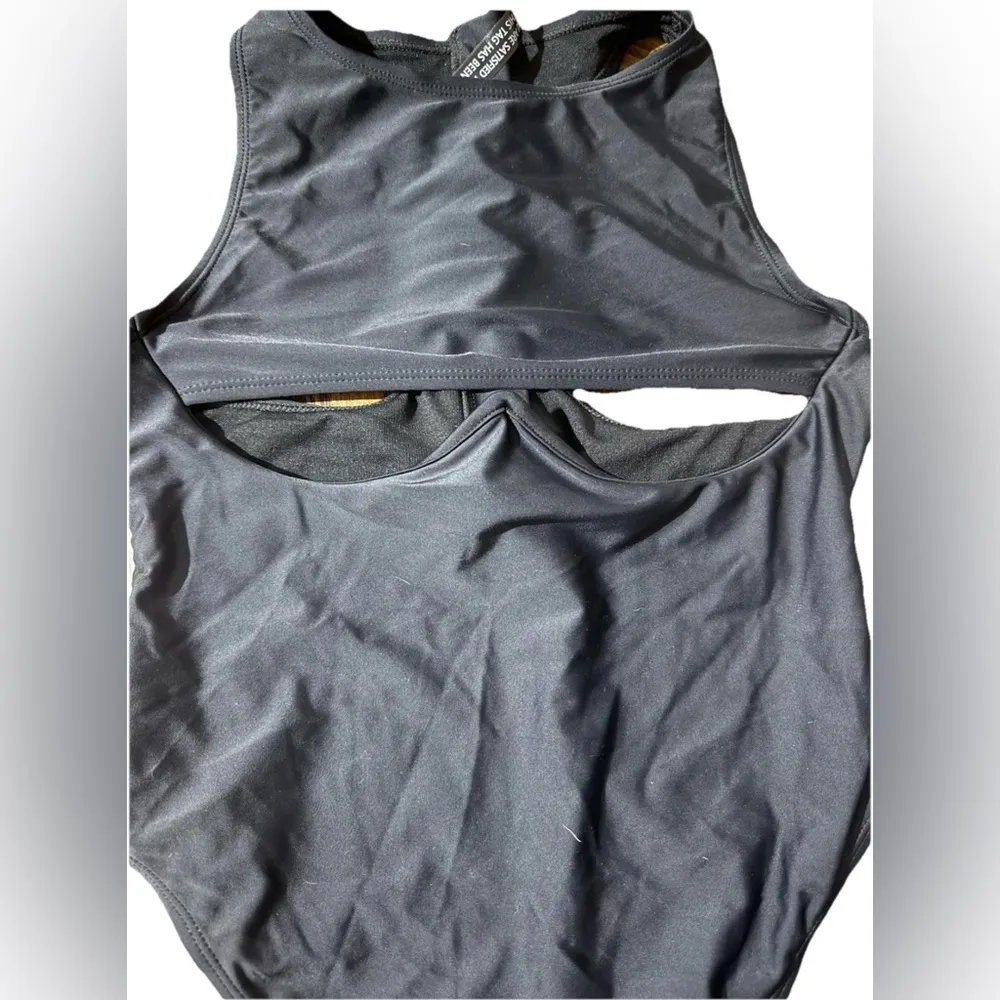 Black Boohoo bathing suit one piece cut out size small - Image 4