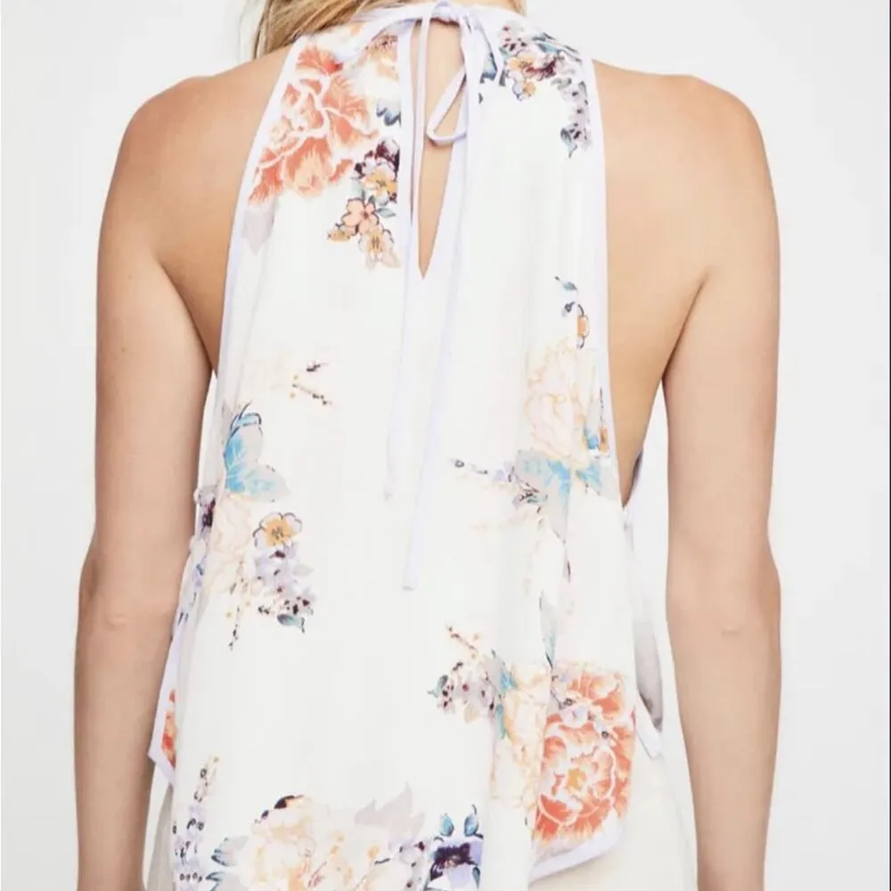 Free People White Floral Break Free Cropped Blouse Sz XS - Image 13