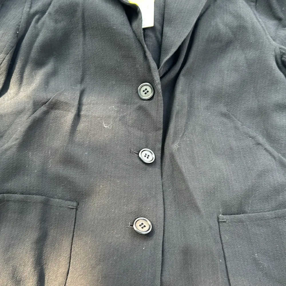 Leo‎ mac Limited edition Black Wool Blend Button Front Blazer size 10 - Image 2