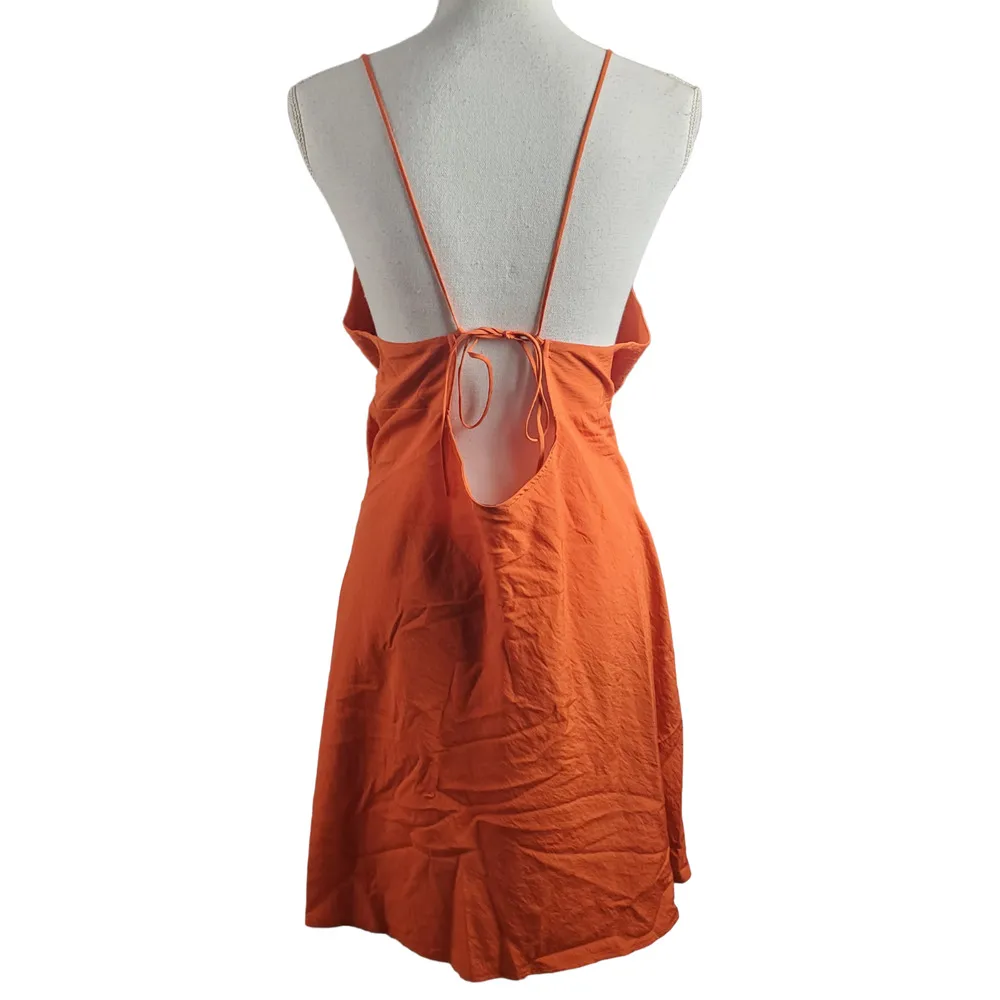 New Madewell Layton Mini Slip Dress Size 12 Orange Strappy Cutout Beachy Vacay - Image 3