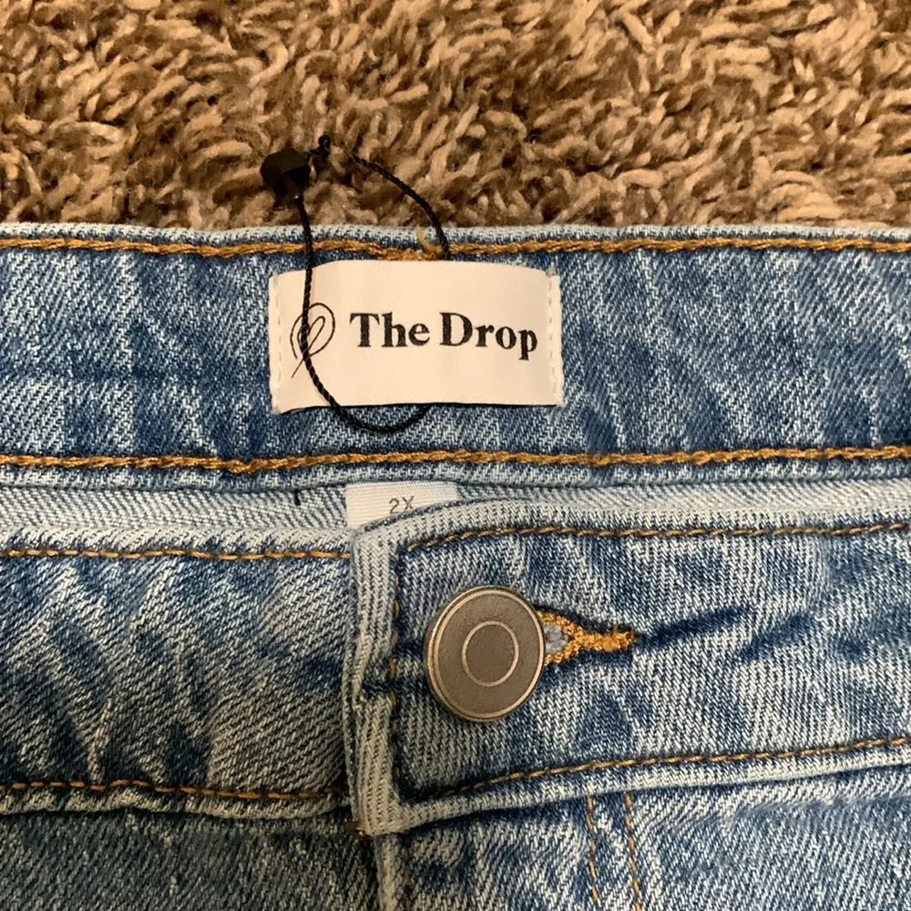 The Drop jean skirt frayed bottom plus size woman size 2X stretchy Blue - Image 2