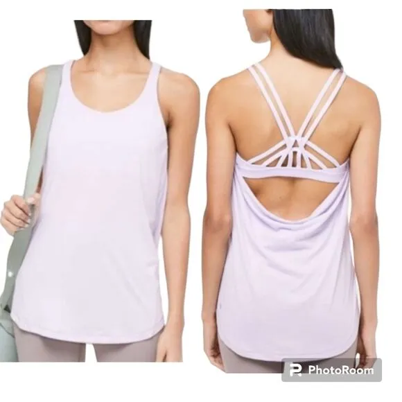 Lululemon Moment To Movement 2-In-1 Tank Heathered Sheer Lilac Size 4 - Image 2