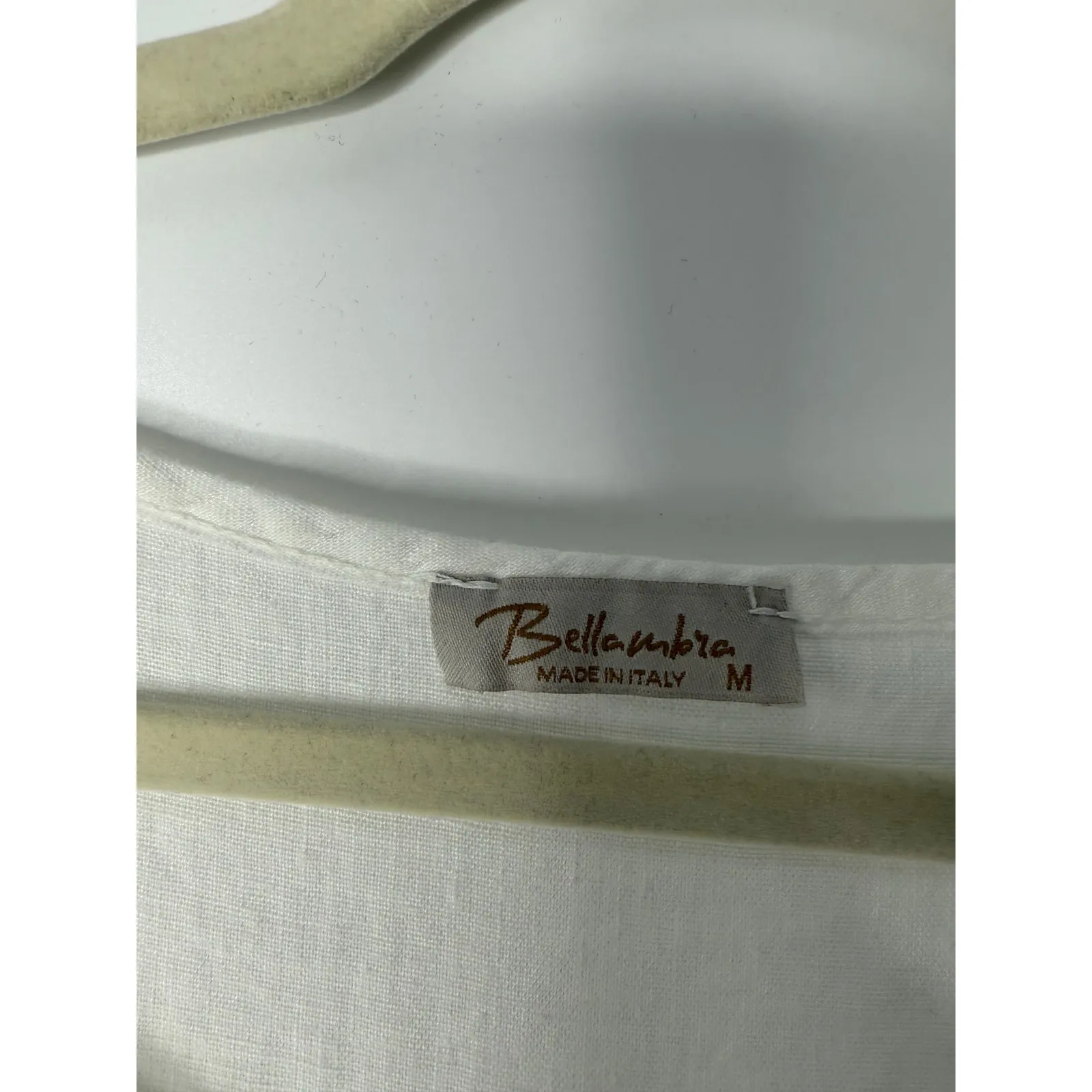 Bellambra White 100% Linen Peplum Tunic Top Eyelet Hem Made in Italy M Feminine Size M - Image 4