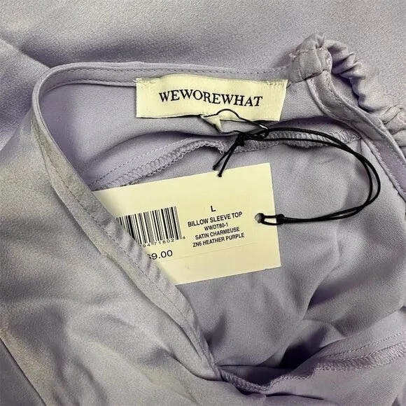 NWT WeWoreWhat Women's Billow Sleeve‎ Blouse Heather Purple Size L Open Back - Image 9