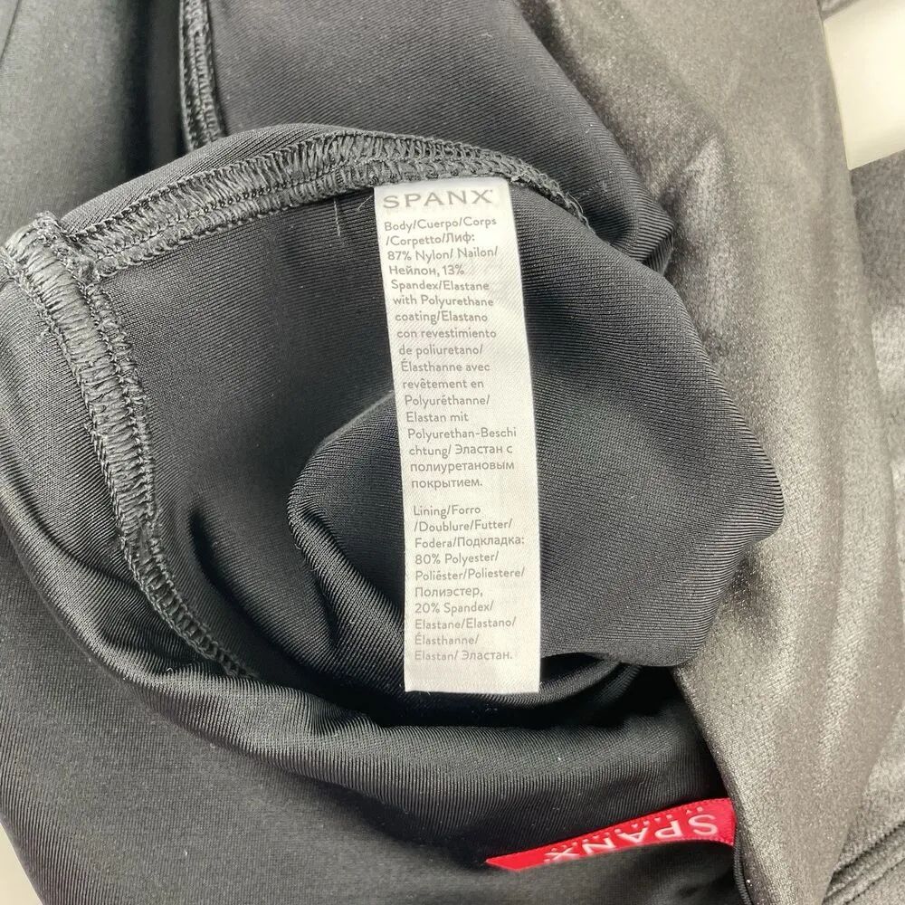 SPANX Women's Faux Leather Shiny Black Glossy LEGGINGS #2437 Size Large - Image 5