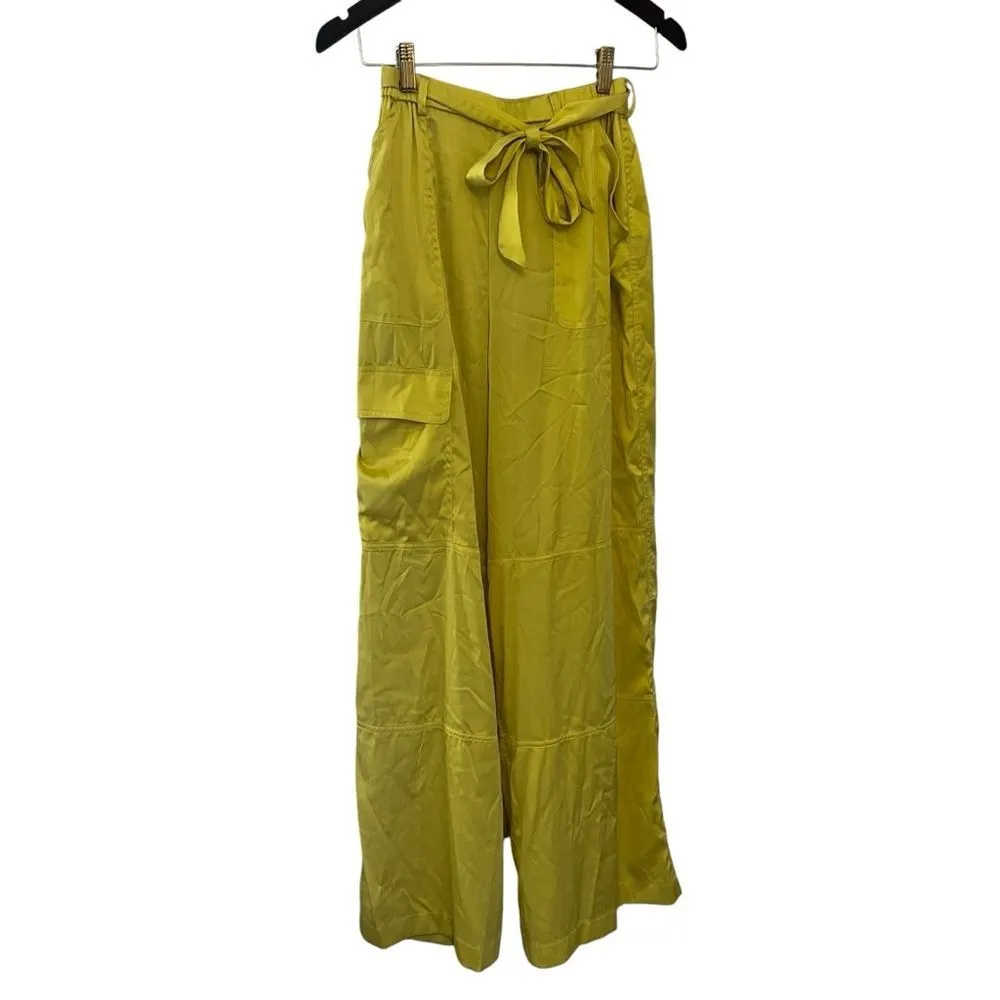 Anthropologie Hutch Satin Chartreuse Utility Pant NWT Size XS - Image 6