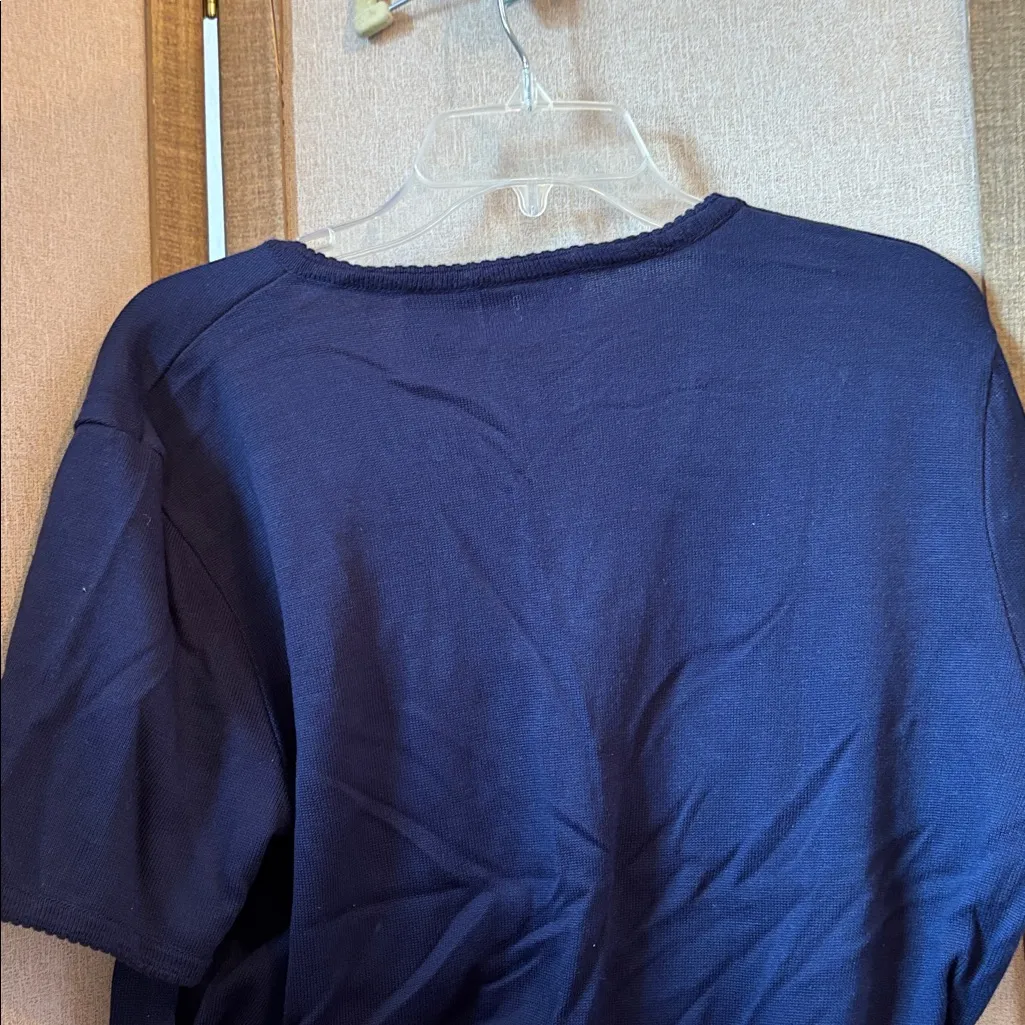 Kathie Lee Floral Embroidered short sleeve Navy Cardigan xl - Image 4