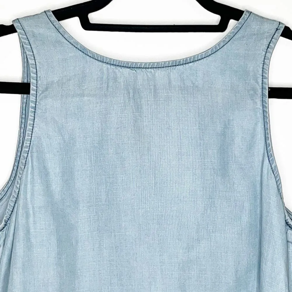 BB Dakota Chambray Tank Top, Sleeveless Light Wash Denim, Blue S NWOT - Image 3