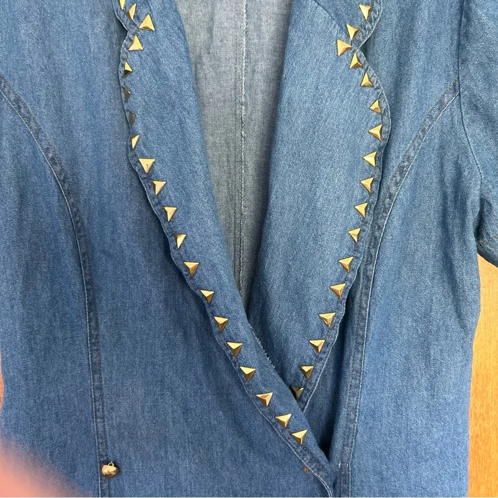 Vintage Ashlee Denim Studded Embellished Romper Size 14 Western Rodeo Concert Blue - Image 5