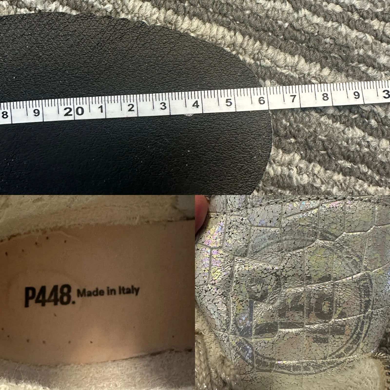 P448 Star White Zebra Embossed High Top Leather Sneakers Metallic Preppy Sz 8.5 - Image 8