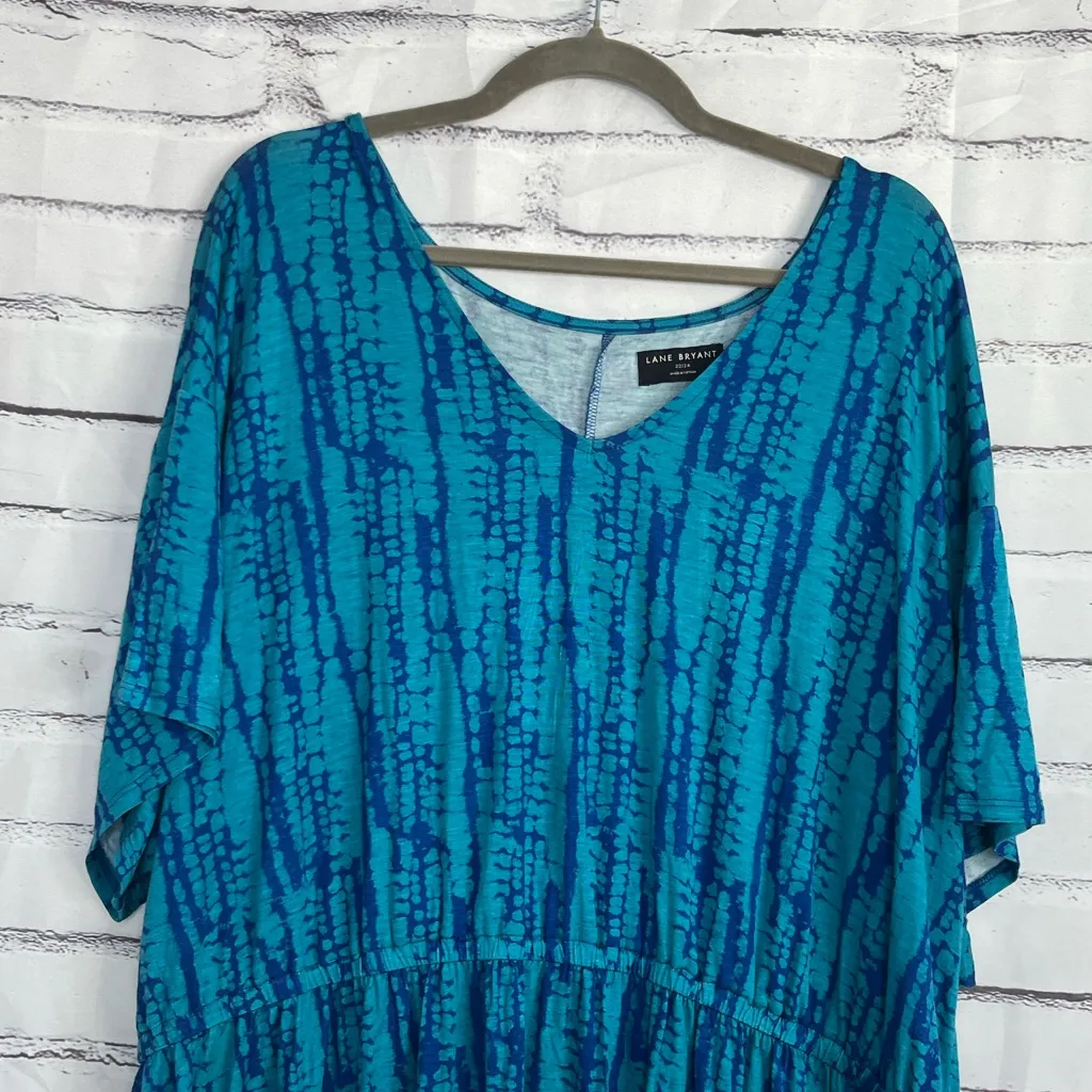 Lane Bryant Teal Aqua Tie-Dye V-Neck Empire Waist Tunic Top Women’s 22/24 Blouse - Image 5