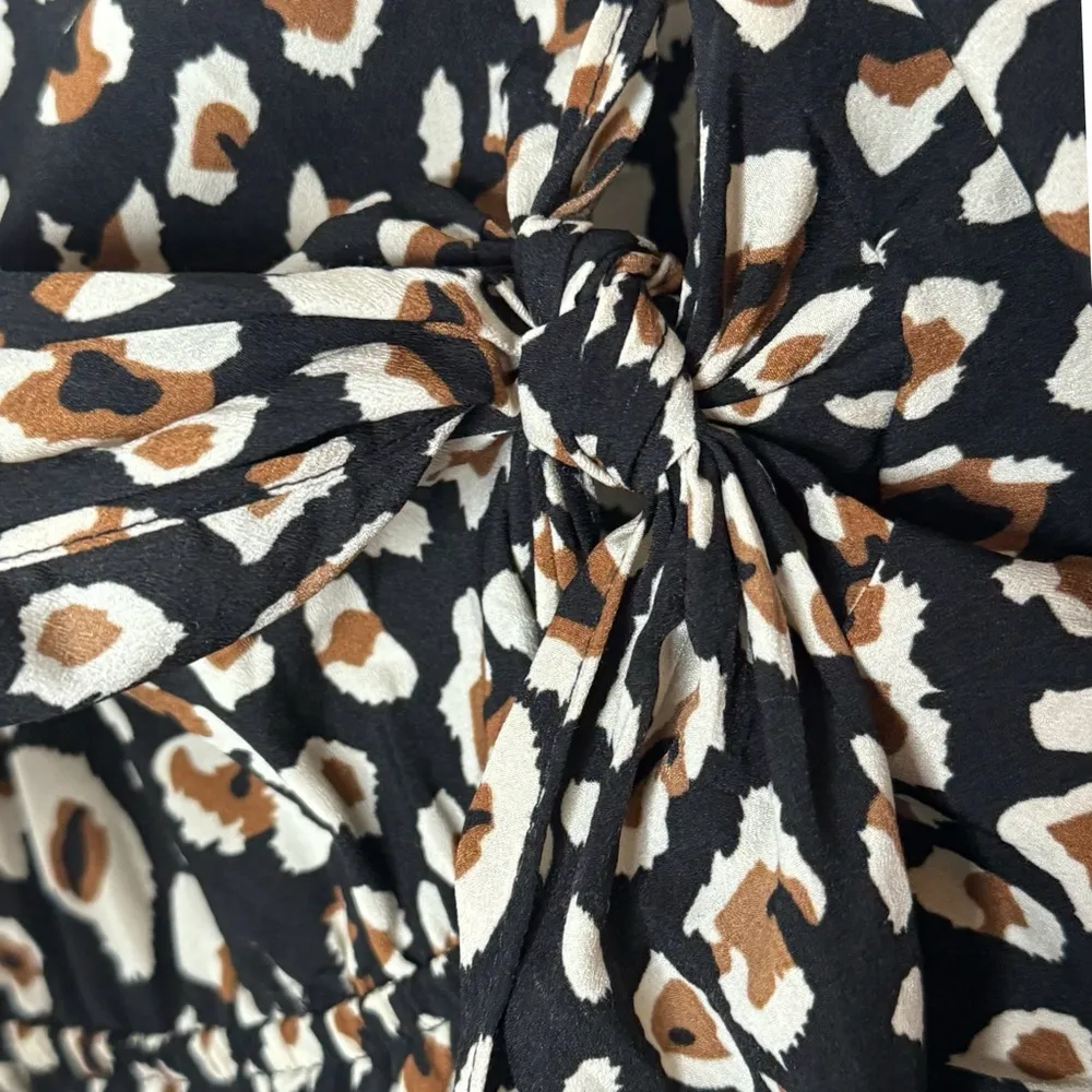 Umgee Animal Print Tie Front Ruffle Trim Hi Low Midi Dress Size S - Image 3