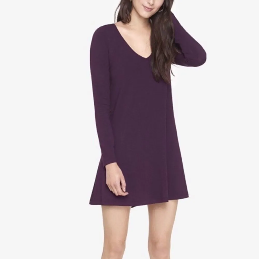 ✨ Purple V-Neck Long Sleeve Trapeze Dress✨ - Image 2