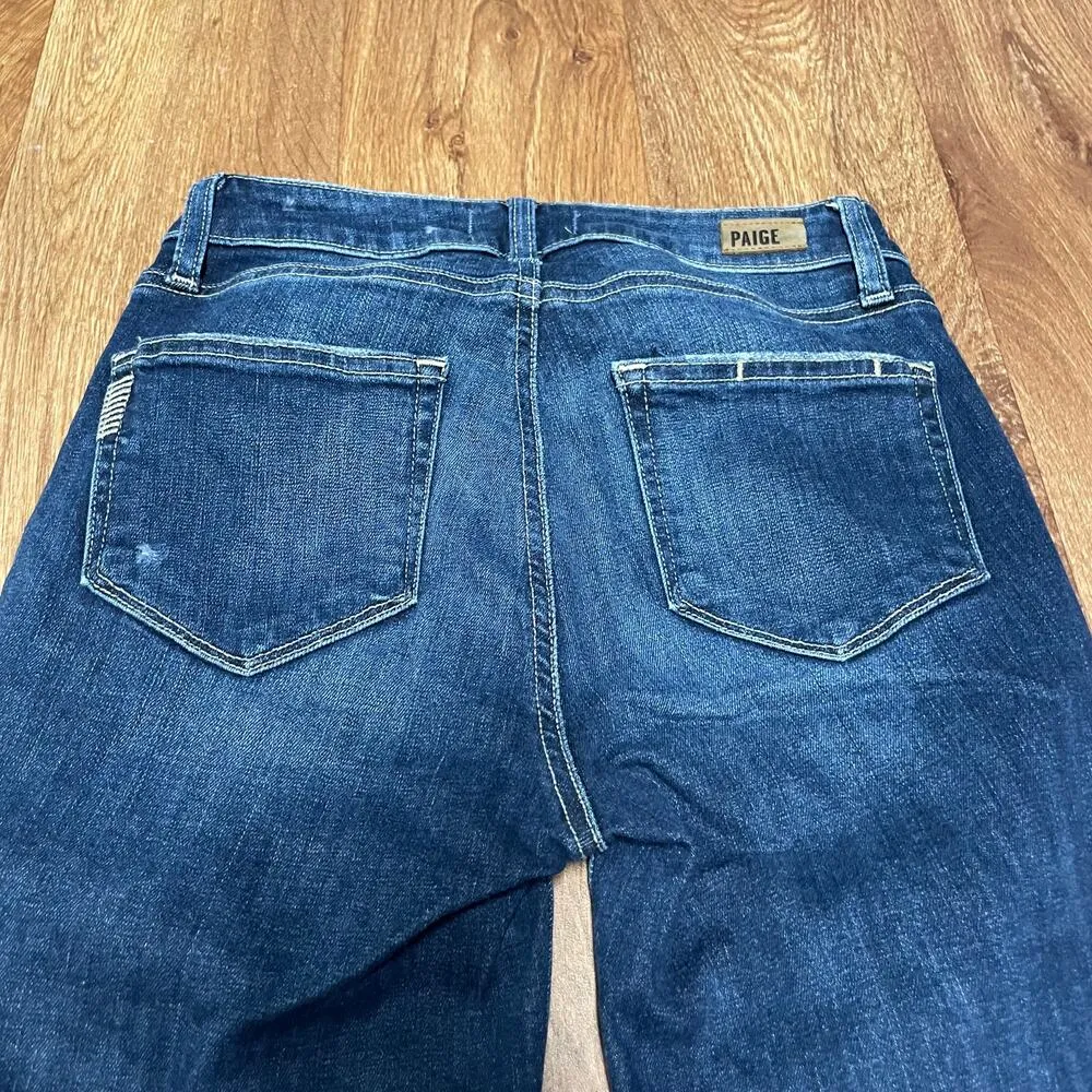Paige Hoxton Ankle Raw Hem Skinny Jeans Mid Rise Womens 25 Medium Wash Tarin - Image 5