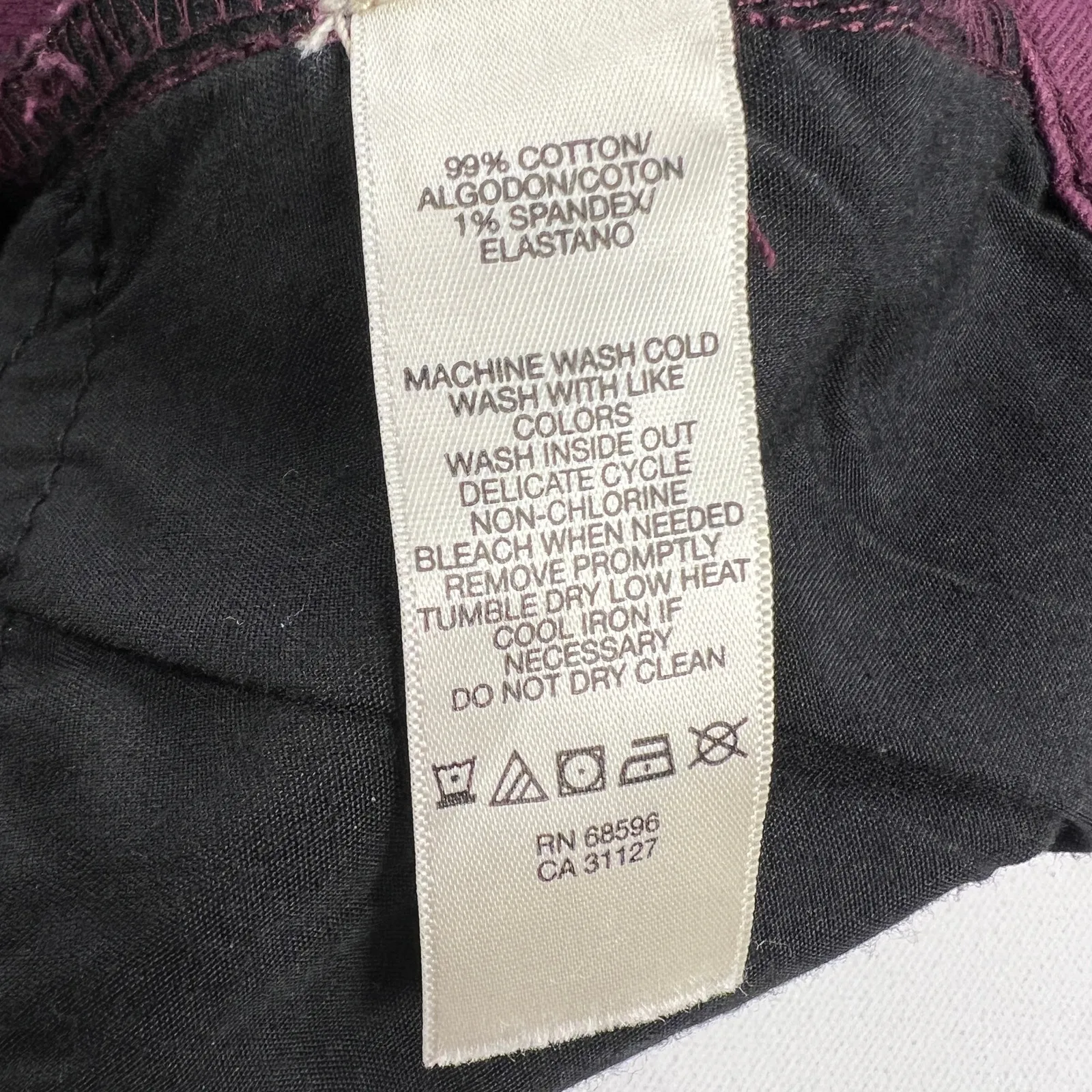 DKNY Soho Skinny Burgundy Cranberry Jeans Mid Rise Stretch Denim Size 12 - Image 8