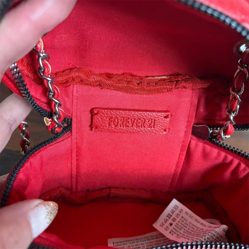 Forever 21 Women's Red Quilted Mini Bag with Chain Strap - Image 6