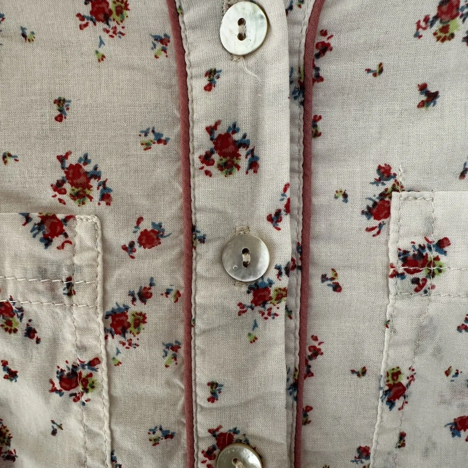 FREE PEOPLE WHERE ARE YOU PINK FLORAL Western Pipping Shirt Top Rodeo - Image 8